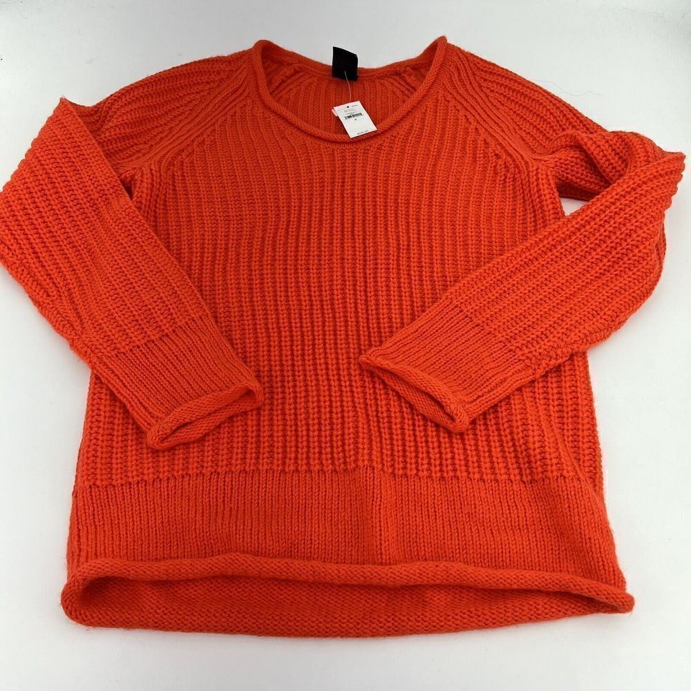 Gap Sweater Womens Small S Orange Knit Round Neck Long Sleeve 100% Acrylic